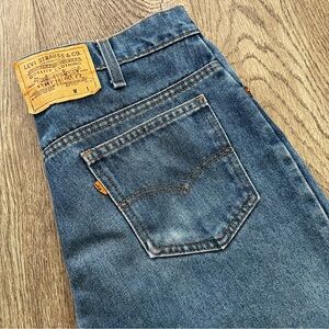 Vintage 80s LEVI’S Orange Tab 20508 0914 Cuffed Denim Jean Shorts 33”